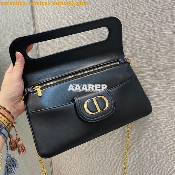Replica Dior Medium DiorDouble Bag Black Calfskin M8641 7