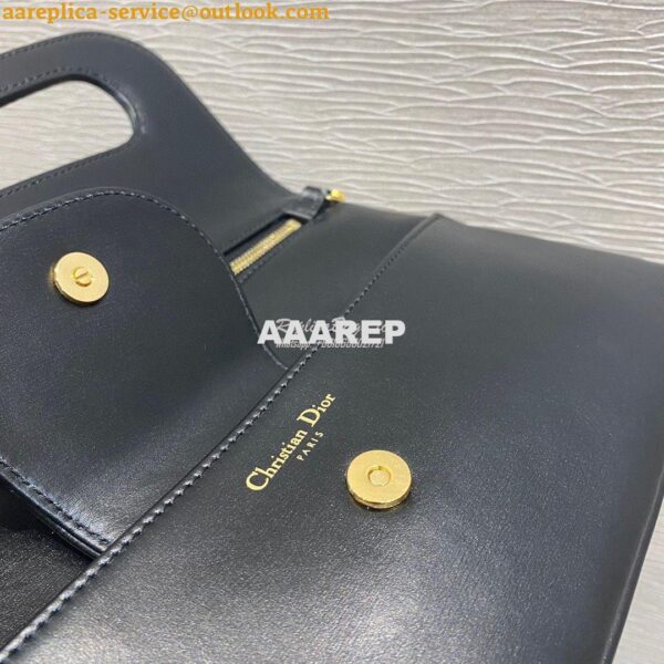 Replica Dior Medium DiorDouble Bag Black Calfskin M8641 8