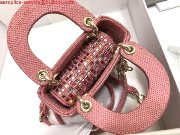 Replica Dior S0856 Micro Lady Dior Bag Square Embroidery Set with Pink Multicolor Strass 8