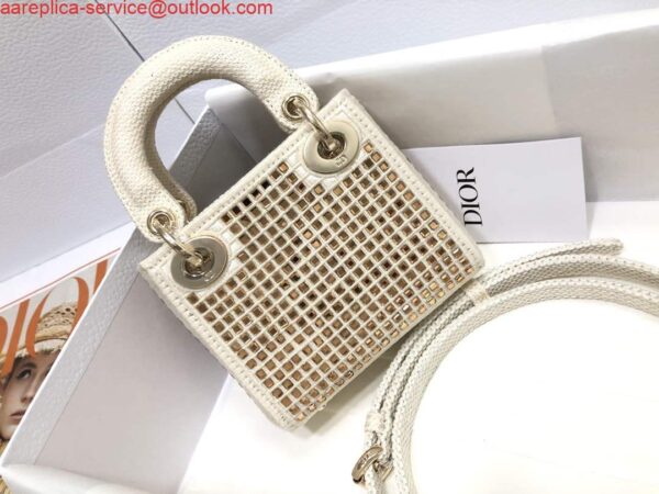 Replica Dior S0856 Micro Lady Dior Bag Square Embroidery Set with White Multicolor Strass 3