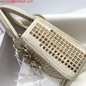 Replica Dior S0856 Micro Lady Dior Bag Square Embroidery Set with White Multicolor Strass 2