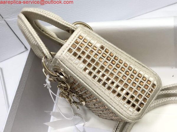 Replica Dior S0856 Micro Lady Dior Bag Square Embroidery Set with White Multicolor Strass 4