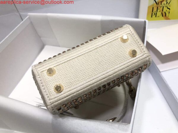 Replica Dior S0856 Micro Lady Dior Bag Square Embroidery Set with White Multicolor Strass 5