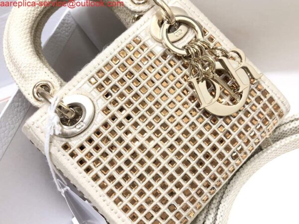 Replica Dior S0856 Micro Lady Dior Bag Square Embroidery Set with White Multicolor Strass 6