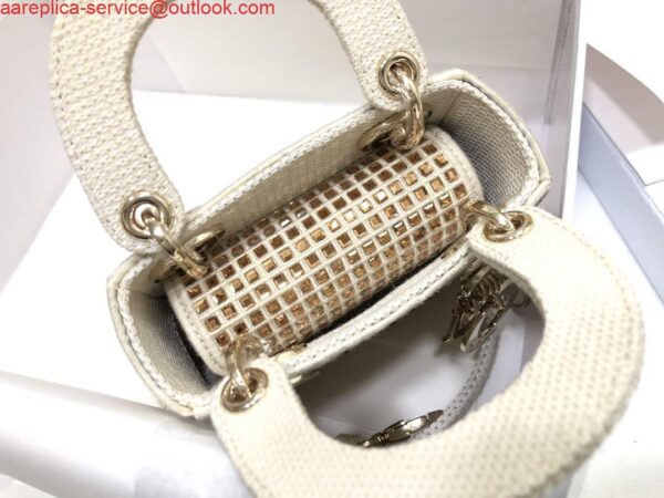 Replica Dior S0856 Micro Lady Dior Bag Square Embroidery Set with White Multicolor Strass 8