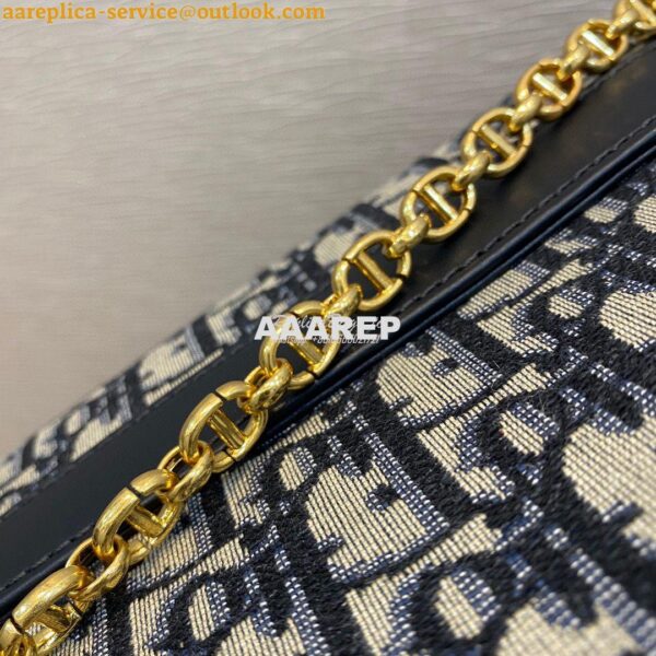 Replica Dior Medium DiorDouble Bag Blue Oblique Jacquard M8641 3