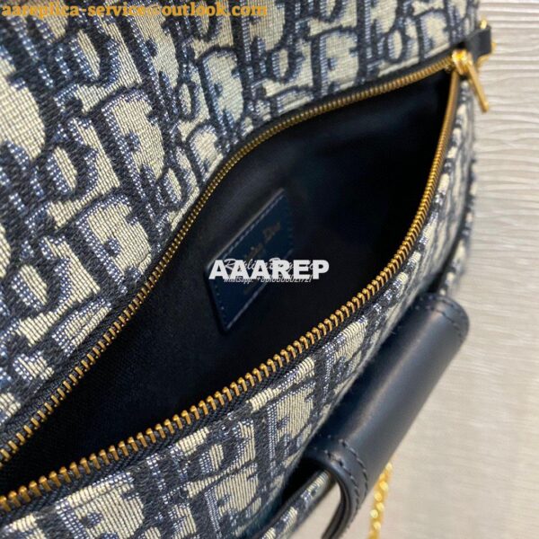 Replica Dior Medium DiorDouble Bag Blue Oblique Jacquard M8641 5