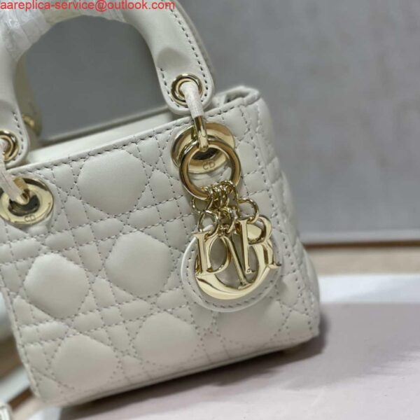 Replica Dior S0856 MICRO LADY Dior Bag White Cannage Lambskin 3