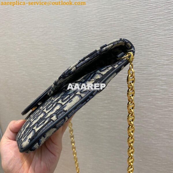 Replica Dior Medium DiorDouble Bag Blue Oblique Jacquard M8641 7