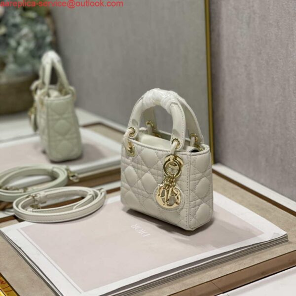 Replica Dior S0856 MICRO LADY Dior Bag White Cannage Lambskin 4