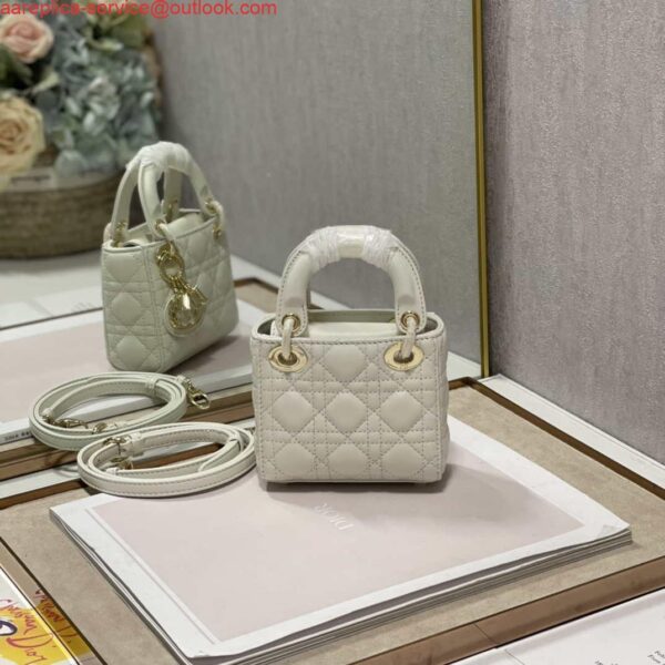 Replica Dior S0856 MICRO LADY Dior Bag White Cannage Lambskin 7