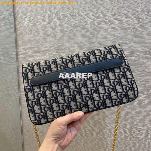 Replica Dior Medium DiorDouble Bag Blue Oblique Jacquard M8641 9