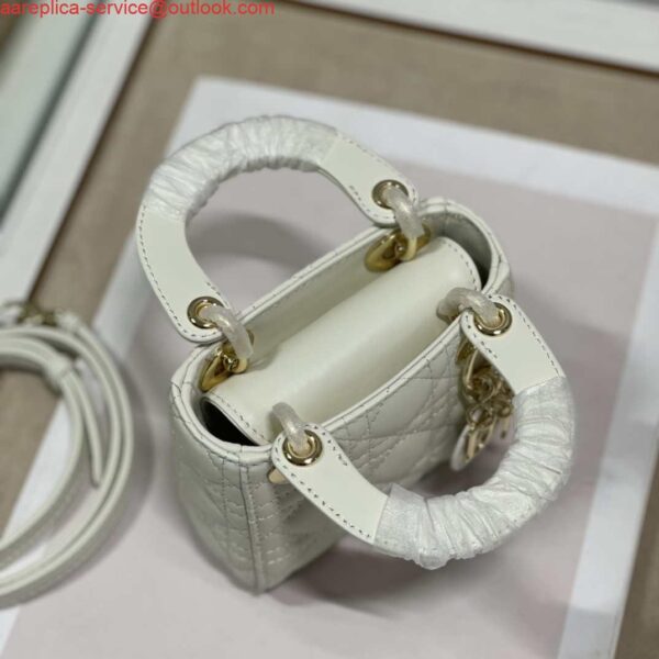 Replica Dior S0856 MICRO LADY Dior Bag White Cannage Lambskin 8