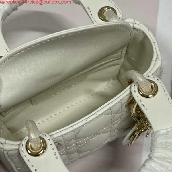 Replica Dior S0856 MICRO LADY Dior Bag White Cannage Lambskin 9