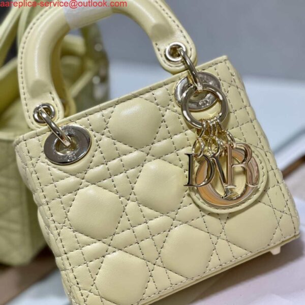 Replica Dior S0856 MICRO LADY Dior Bag Yellow Cannage Lambskin 3