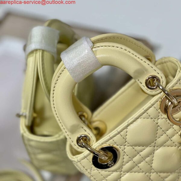 Replica Dior S0856 MICRO LADY Dior Bag Yellow Cannage Lambskin 4