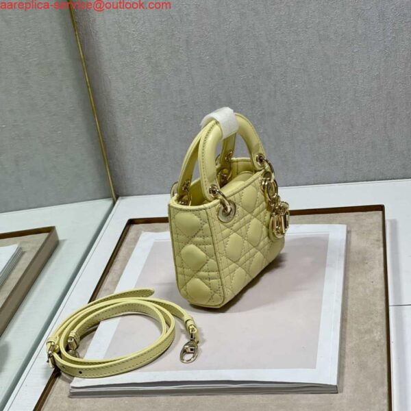 Replica Dior S0856 MICRO LADY Dior Bag Yellow Cannage Lambskin 6