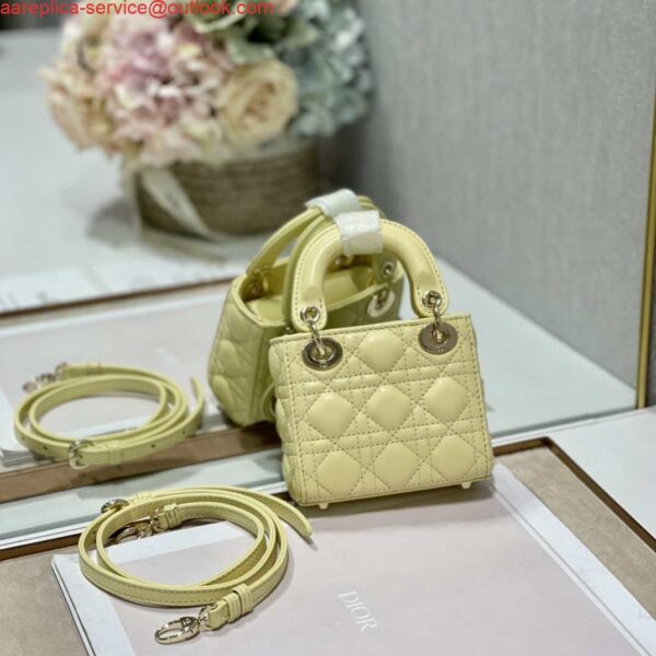 Replica Dior S0856 MICRO LADY Dior Bag Yellow Cannage Lambskin 7