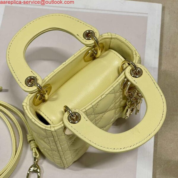 Replica Dior S0856 MICRO LADY Dior Bag Yellow Cannage Lambskin 8