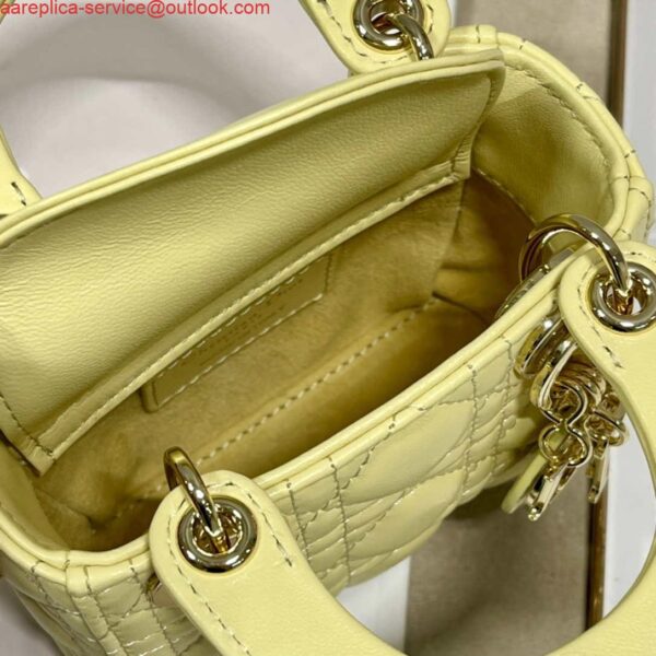 Replica Dior S0856 MICRO LADY Dior Bag Yellow Cannage Lambskin 9