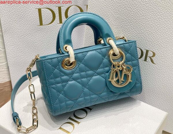 Replica Dior S0910 Micro Lady D-joy Bag Blue Cannage Lambskin 2