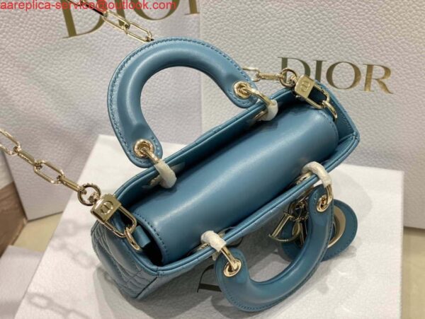 Replica Dior S0910 Micro Lady D-joy Bag Blue Cannage Lambskin 5