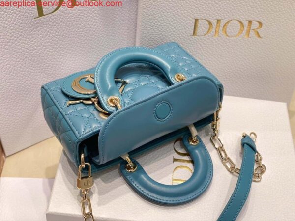 Replica Dior S0910 Micro Lady D-joy Bag Blue Cannage Lambskin 6