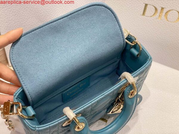 Replica Dior S0910 Micro Lady D-joy Bag Blue Cannage Lambskin 7