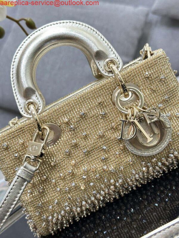 Replica Dior S0910 Micro Lady D-joy Bag Gold-Tone Satin with Gradient Bead Embroidery 6