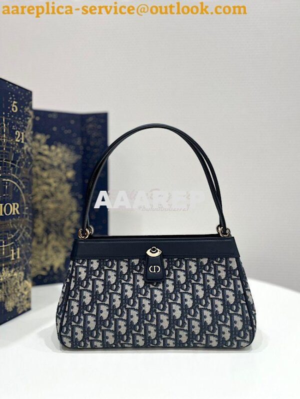 Replica Dior Medium Key Bag Blue Oblique Jacquard M1843
