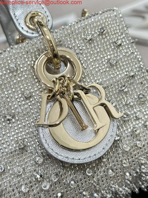 Replica Dior S0910 Micro Lady D-joy Bag Silver-Tone Satin with Gradient Bead Embroidery 7