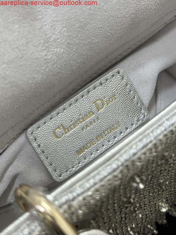 Replica Dior S0910 Micro Lady D-joy Bag Silver-Tone Satin with Gradient Bead Embroidery 10