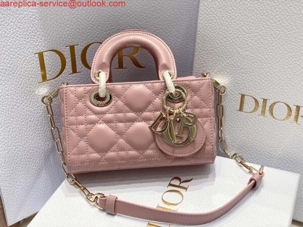 Replica Dior S0910 Small Lady D-joy Bag Pink Cannage Lambskin 3