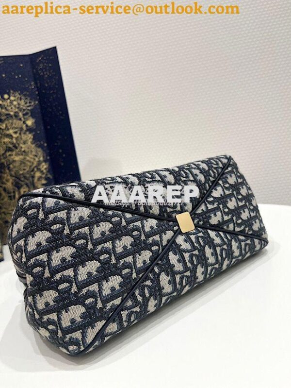 Replica Dior Medium Key Bag Blue Oblique Jacquard M1843 9