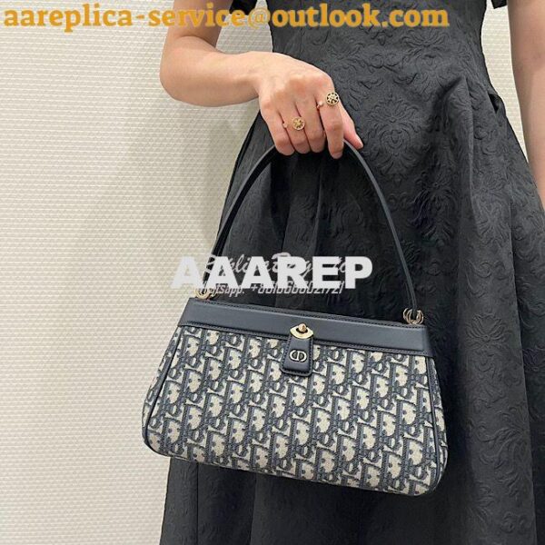 Replica Dior Medium Key Bag Blue Oblique Jacquard M1843 10