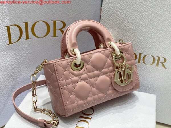 Replica Dior S0910 Small Lady D-joy Bag Pink Cannage Lambskin 4