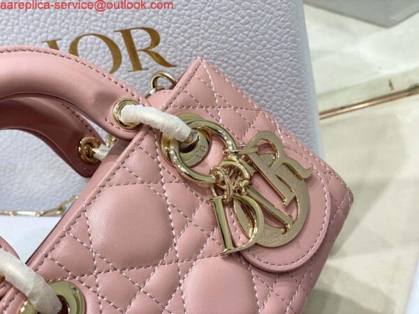 Replica Dior S0910 Small Lady D-joy Bag Pink Cannage Lambskin 5