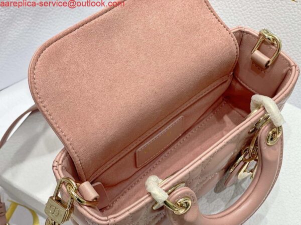 Replica Dior S0910 Small Lady D-joy Bag Pink Cannage Lambskin 9