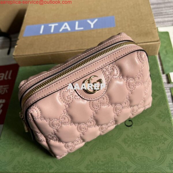 Replica Gucci 726047 GG Matelassé Beauty Case Pink 3