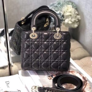 Replica Dior Small Lady My ABCDior Bag Lambskin M0538 Black 2