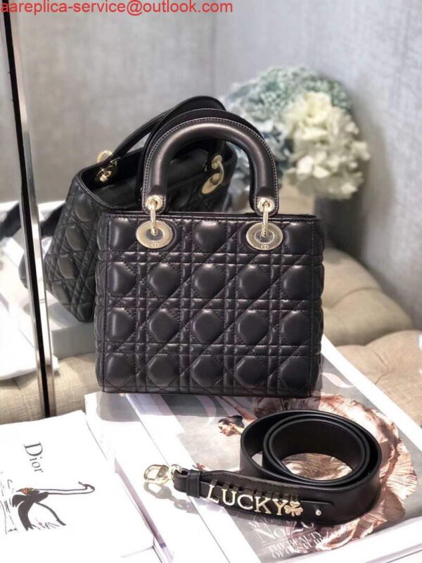 Replica Dior Small Lady My ABCDior Bag Lambskin M0538 Black 2