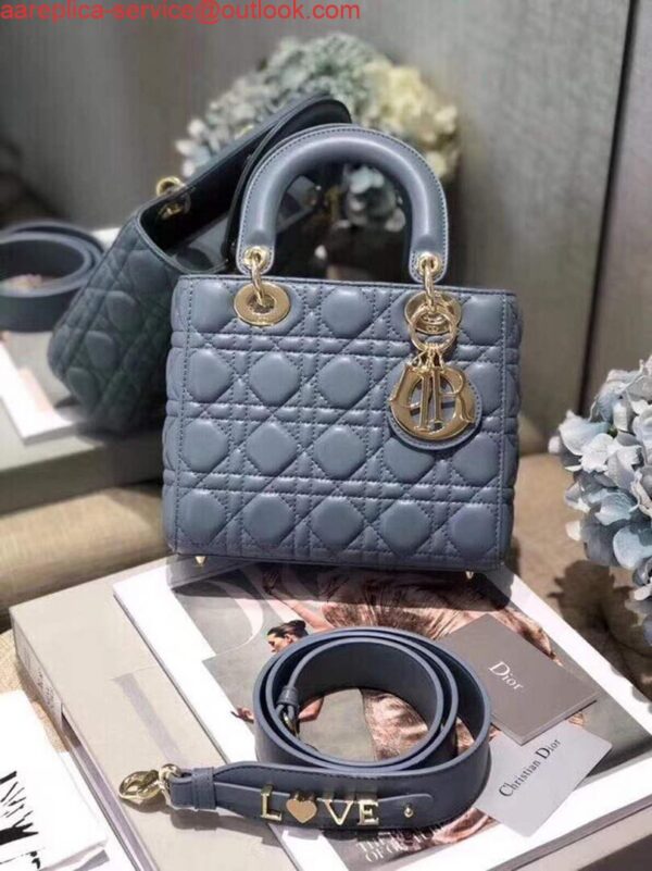 Replica Dior Small Lady My ABCDior Bag Lambskin M0538 Blue 3