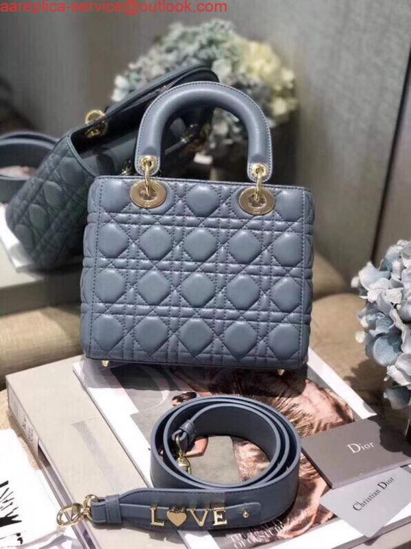 Replica Dior Small Lady My ABCDior Bag Lambskin M0538 Blue 5