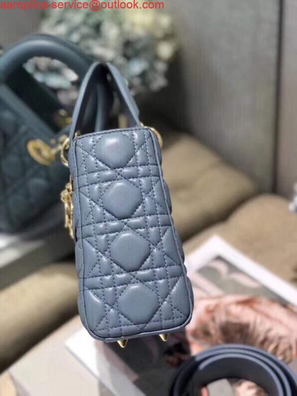 Replica Dior Small Lady My ABCDior Bag Lambskin M0538 Blue 6