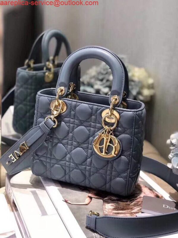 Replica Dior Small Lady My ABCDior Bag Lambskin M0538 Blue 8