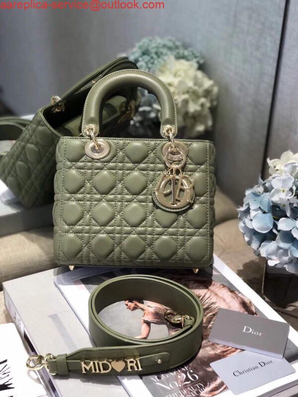 Replica Dior Small Lady My ABCDior Bag Lambskin M0538 Green 3