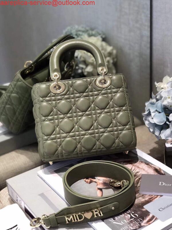 Replica Dior Small Lady My ABCDior Bag Lambskin M0538 Green 4