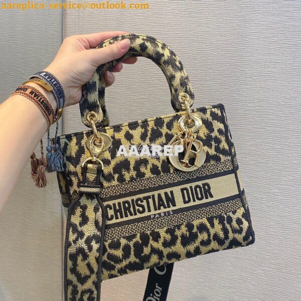 Replica Dior Medium Lady D-Lite Bag Beige Multicolor Mizza Embroidery