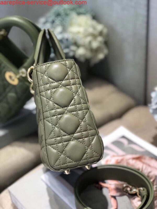 Replica Dior Small Lady My ABCDior Bag Lambskin M0538 Green 5