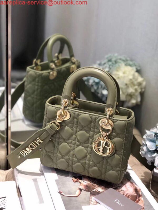 Replica Dior Small Lady My ABCDior Bag Lambskin M0538 Green 10